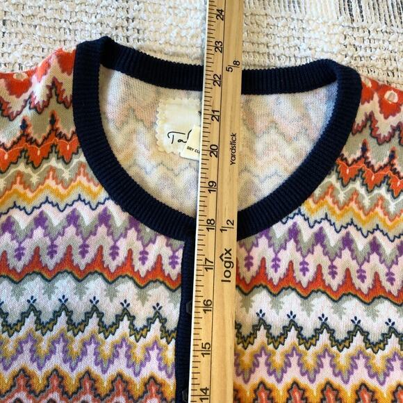 Anthropologie Tabitha Women’s Cardigan Sz M Chevron 100% Cotton Color - Picture 7 of 8